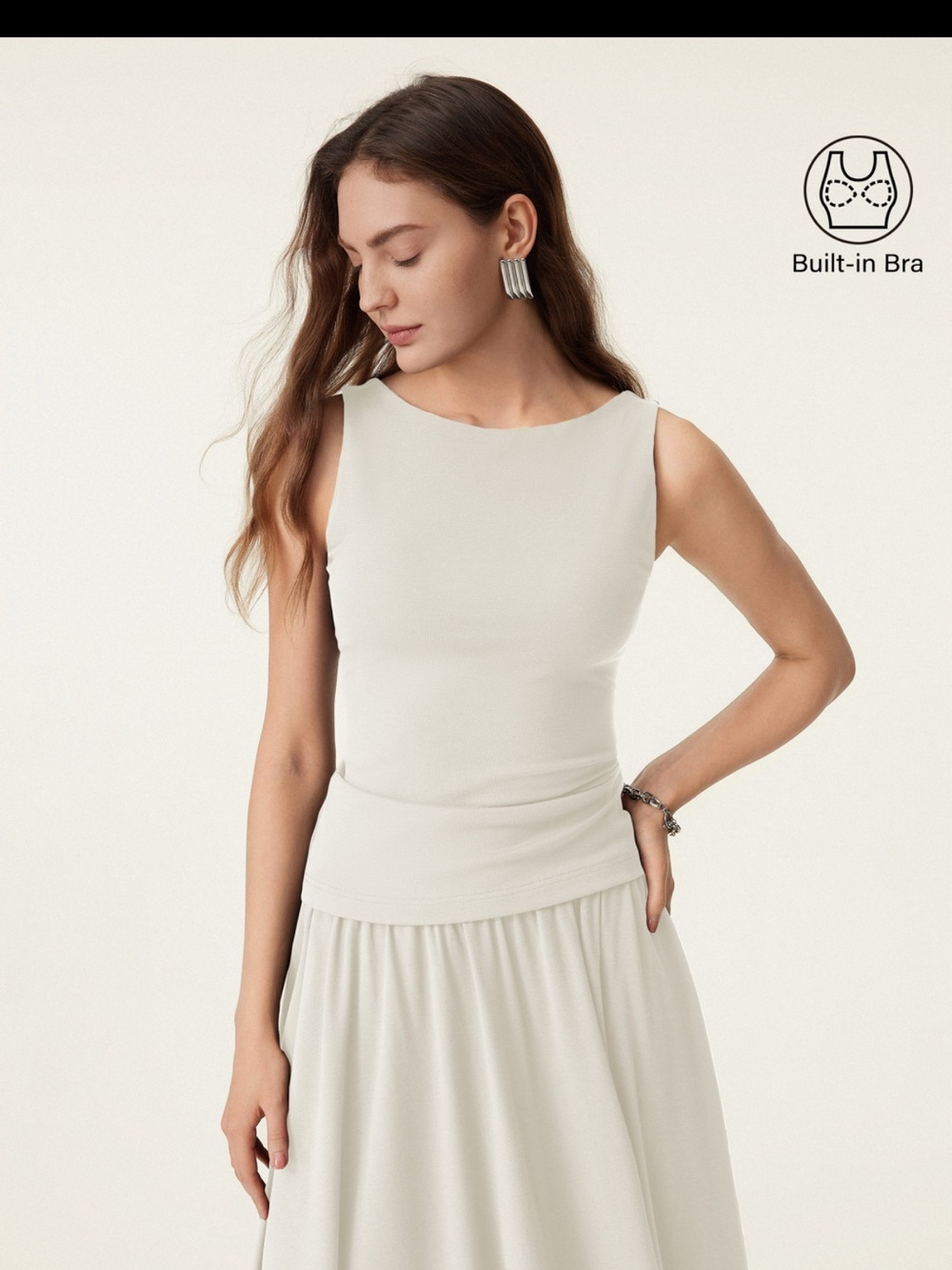 OGL Cream Built-In Bra Tank Top